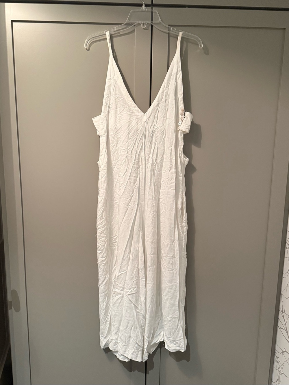 Imsy White Linen Style Beach Cover up Jumpsuit/Romper - One Size - Picture 1 of 4